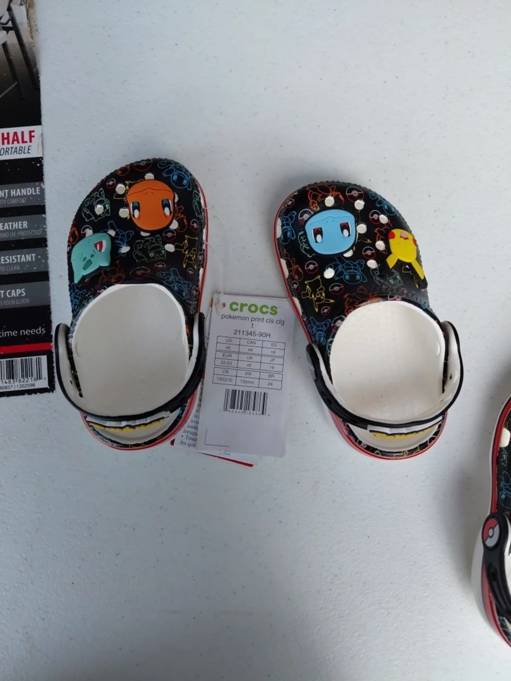 CROCS Kids Pokémon Character Black Clog Sandals with Red Trim